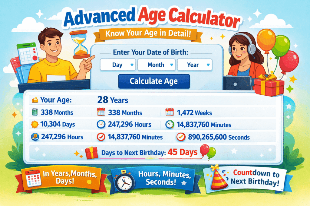 AGE CALCULATOR BY DATE OF BIRTH