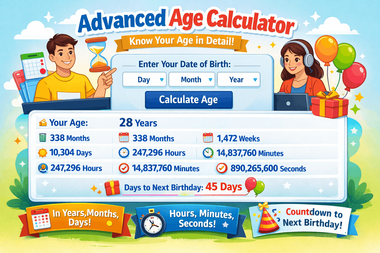 AGE CALCULATOR BY DATE OF BIRTH