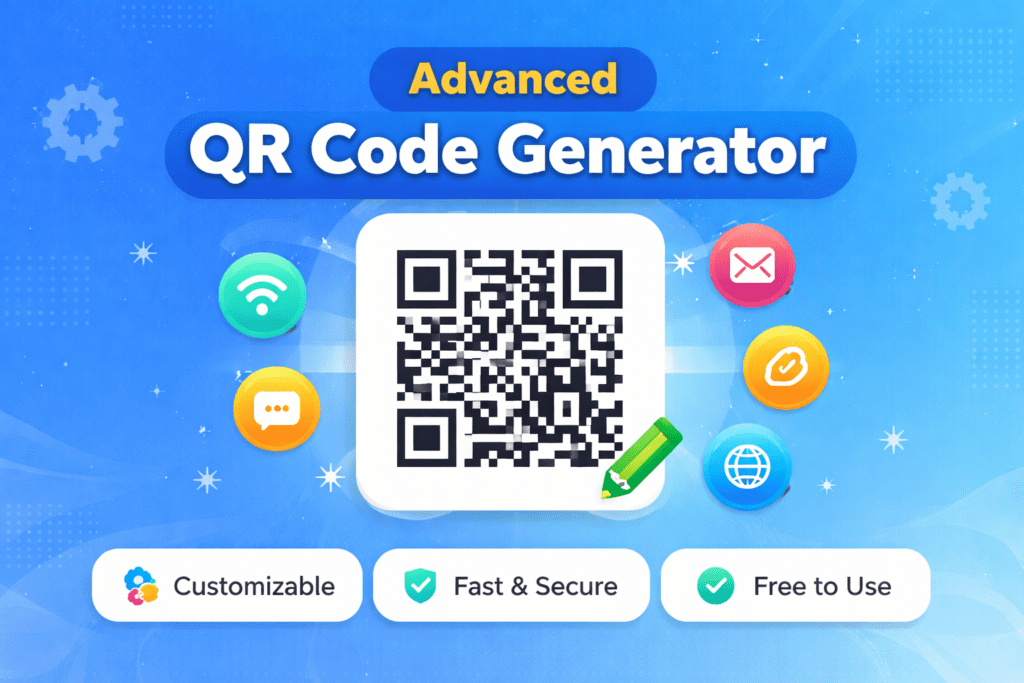Advanced QR Code Generator tool to create custom QR codes online for websites, text, WiFi, and email