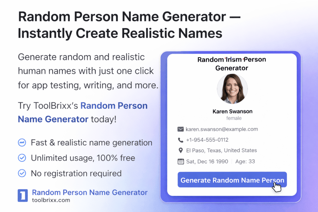 Software developer using random person name generator for app testing